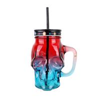 Sklenený pohár s vičkom a slamkou TORO 400ml lebka MIX farieb