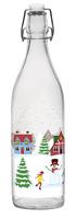 Sklenená fľaša s patentným uzáverom CERVE 1l SNOW VILLAGE