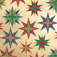 Vianočné papierové obrúsky 33x33cm 3vrstvové hviezdy