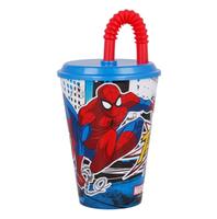 Plastový téglik so slamkou Spiderman 430ml