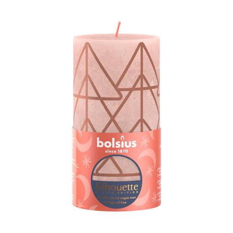 E-shop Bolsius Rustikálna sviečka 13cm BOLSIUS ružovo jantárová
