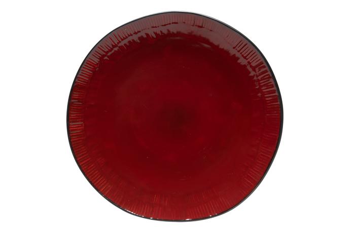 Keramický plytký tanier RHODES 27cm červeno/č...
