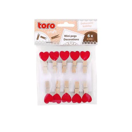 E-shop TORO Drevené dekoračné štipce TORO 10ks srdiečko