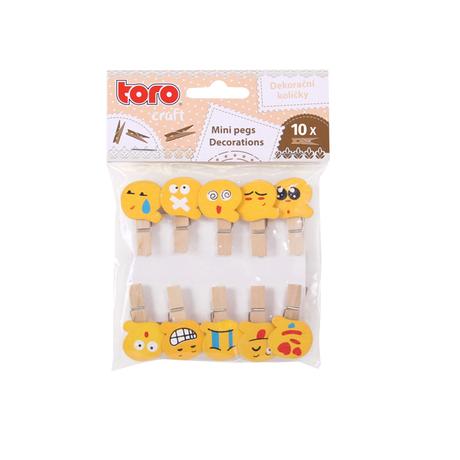 E-shop TORO Drevené dekoračné štipce TORO 10ks smajlík