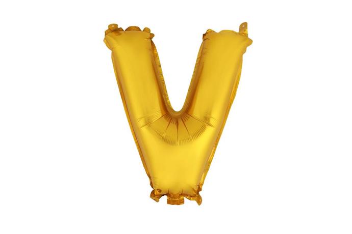 Balónik písmenko "V" TORO 30cm zlatá
