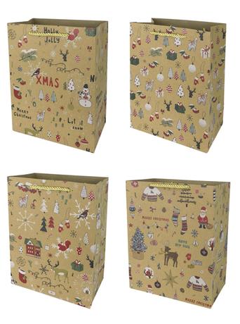 TORO Papierová darčeková taška TORO 23x18x10cm MIX zlaté vianoce