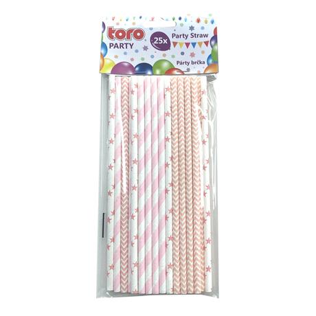 E-shop TORO Papierové slamky 20cm TORO svetlo ružová 25ks