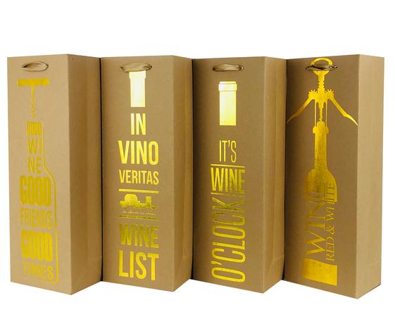 TORO Darčeková taška na víno TORO 36x12.5x8.5cm MIX zlatá tlač