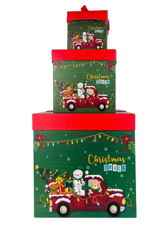 E-shop TORO Darčeková krabička so stuhou TORO set 3ks zelené vianoce