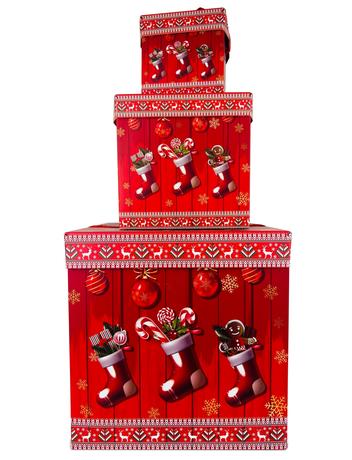E-shop TORO Darčeková krabička so stuhou TORO set 3ks červené vianoce