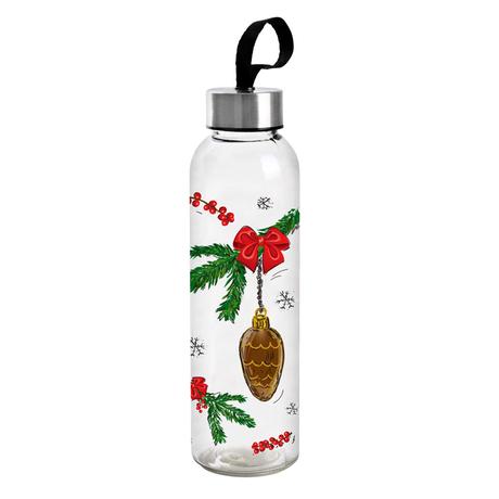 TORO Sklenená fľaša s viečkom TORO Detox 500ml vianočný dekor