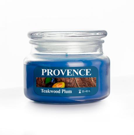 E-shop Provence Vonná sviečka v skle PROVENCE 45 hodín teakové drevo a slivka