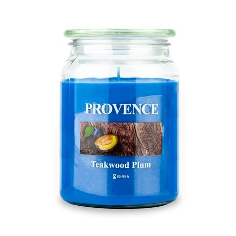E-shop Provence Vonná sviečka v skle PROVENCE 95 hodín teakové drevo a slivka
