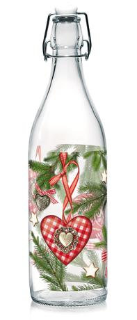 CERVE Sklenená fľaša s patentným uzáverom TORO 1l vianočný dekor
