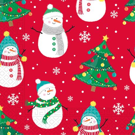 E-shop PROCOS Vianočné papierové obrúsky 33x33cm 3vrstvové stromček a vločky