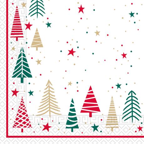 PROCOS Vianočné papierové obrúsky 33x33cm 3vrstvové stromčeky