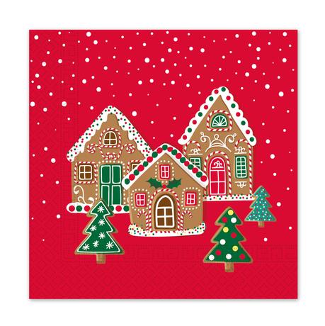 E-shop PROCOS Vianočné papierové obrúsky 33x33cm 3vrstvové chalúpky