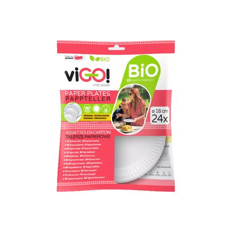 E-shop VIGO Bio papierový tanier 18 cm Vigo! 24 ks